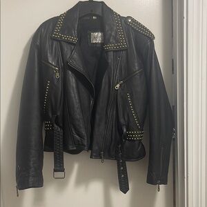 Studded Vintage Black Leather Jacket